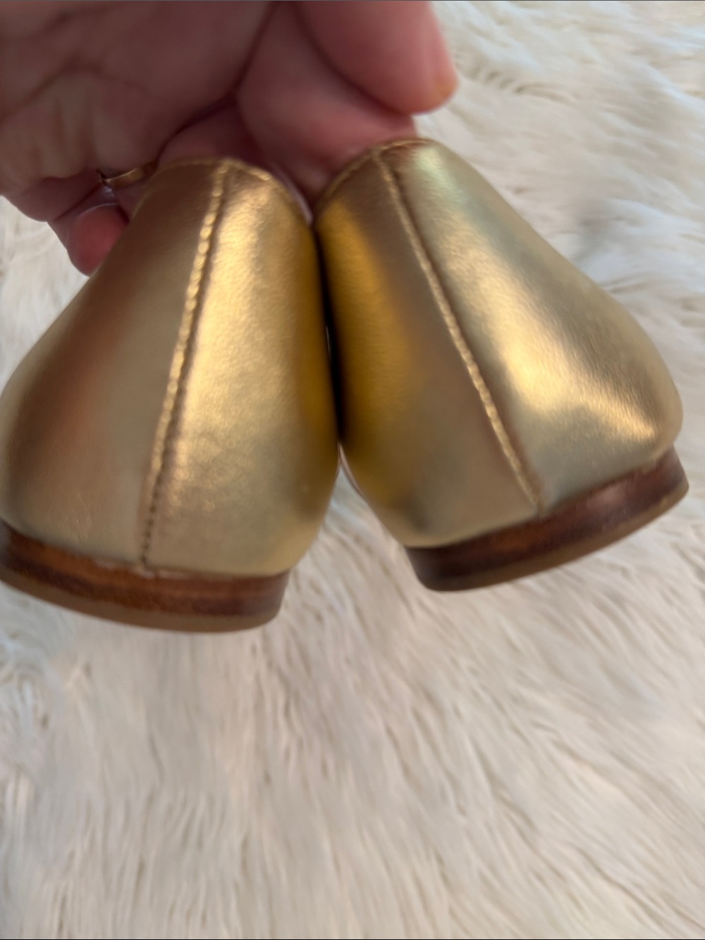 kate spade Gold Metallic D'Orsay Flats with Multicolor Striped Toe size 9M - Picture 4 of 8